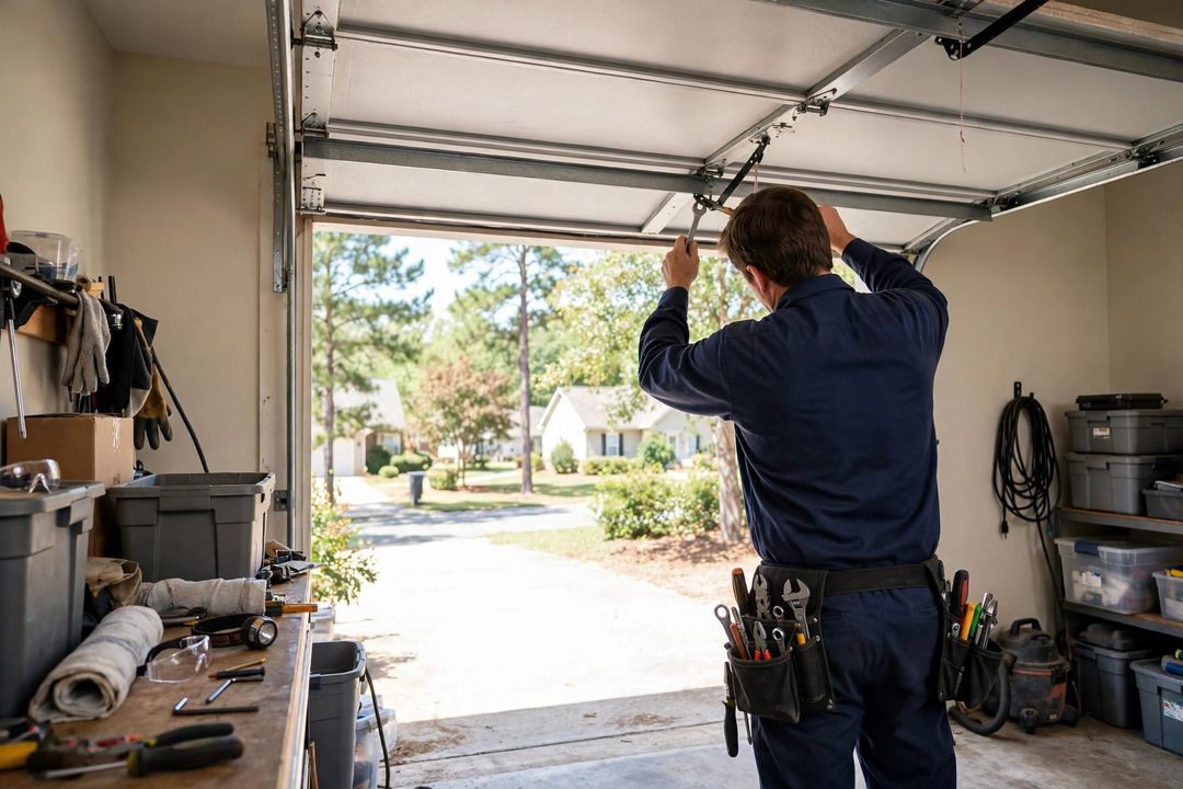 Technician at work — Garage door repair