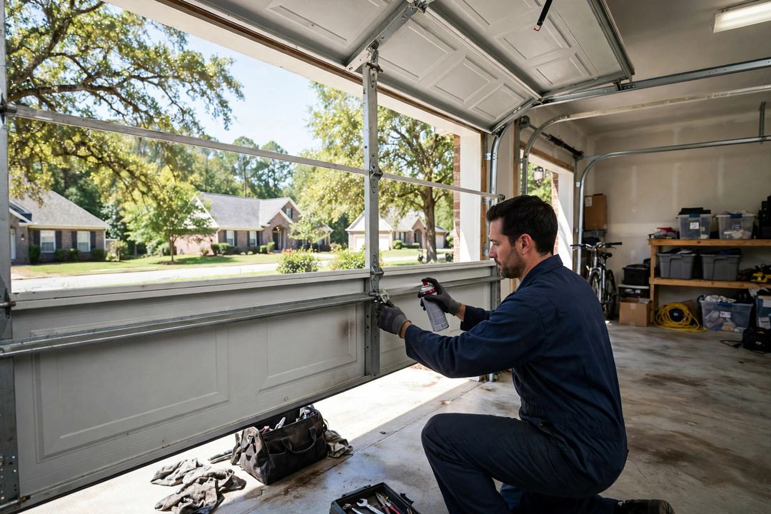 Technician at work — Garage door tune-up